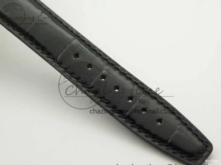 MIROTIME 0309 Portofino Automatic SS FKF 1:1 Best Edition White Dial RG Markers on Black Leather Strap A Stretchable 7141